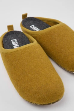 Wabi Yellow-brown Wool Slippers For Women