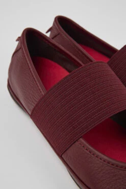Right Burgundy Leather Ballerinas For Women
