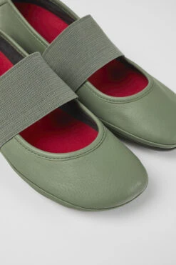 Right Green Leather Ballerinas For Women