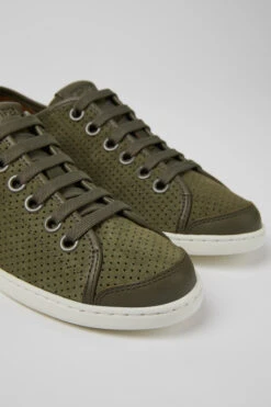 Uno Green Nubuck And Leather Sneakers For Women