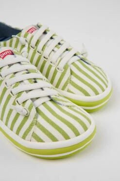 Peu Rambla Green And White Textile Sneakers For Women