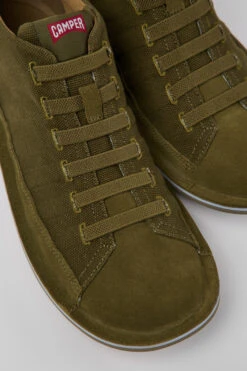 Beetle Green Nubuck Sneakers For Men