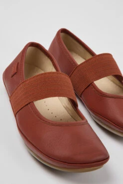Right Red Leather Ballerinas For Kids