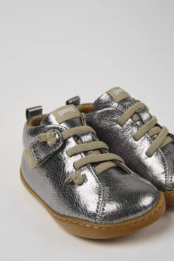 Peu Gray Leather Shoes For Kids