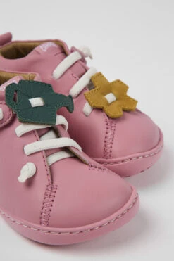Peu Pink Leather Shoes For Kids