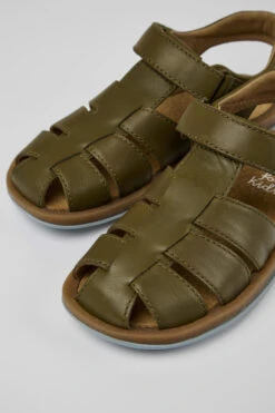 Bicho Green Leather Sandals For Kids