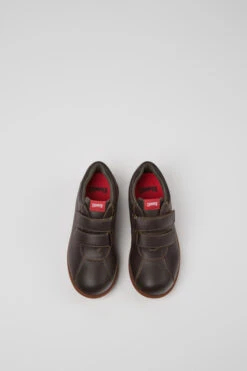 Pelotas Dark Brown Leather And Textile Shoes For Kids -MK store 80353 044 CF