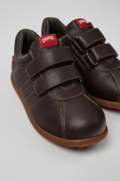 Pelotas Dark Brown Leather And Textile Shoes For Kids