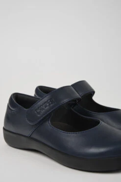 Spiral Comet Navy Blue Leather Shoes For Kids
