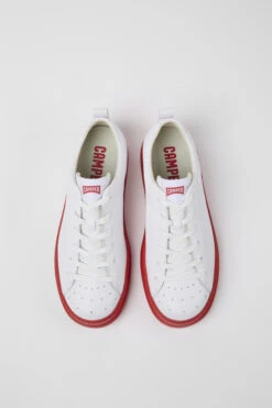 Runner White And Red Leather Sneakers For Men -MK store K100226 117 CF