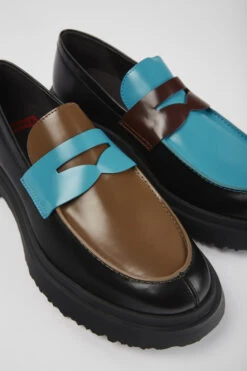 Twins Multicolored Leather Loafers For Men