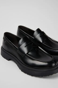 Walden Black Leather Loafers For Men
