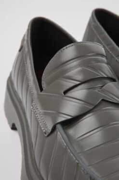 Twins Gray Leather Loafers For Men -MK store K100633 022 DF