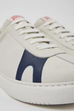 Twins White Non-dyed Leather Sneakers For Men