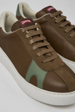 Twins Brown Leather And Nubuck Sneakers For Men