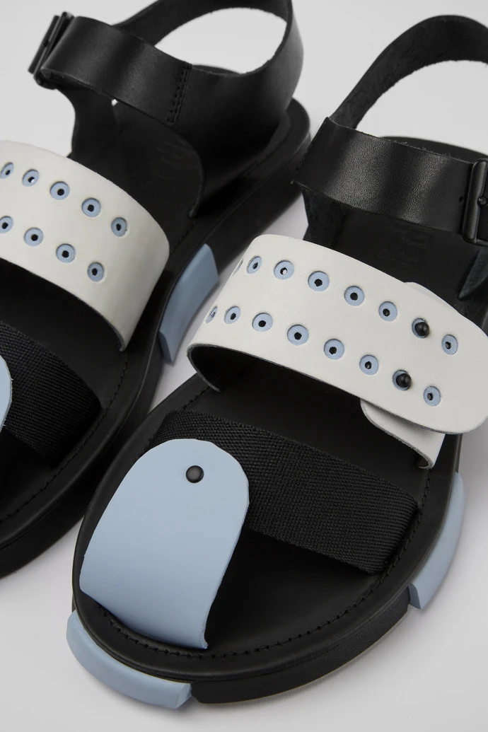 Set Black And White Leather Sandals For Men 3 Set Black And White Leather Sandals For Men