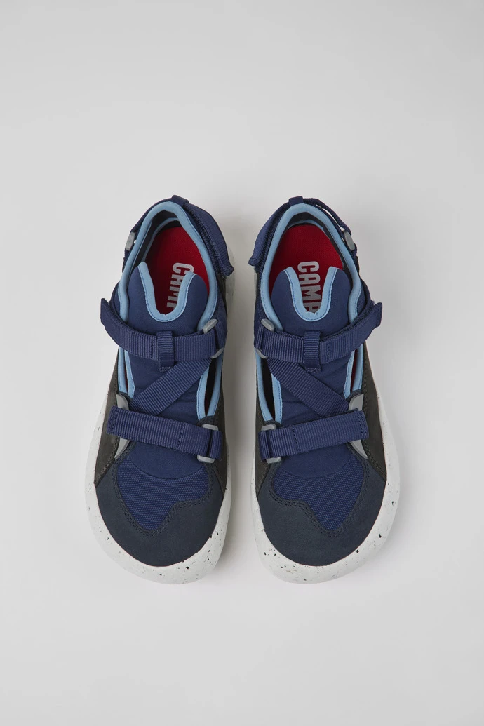 Peu Stadium Blue And Gray Leather And Textile Semi-open Sneakers For Men 6 Peu Stadium Blue And Gray Leather And Textile Semi-open Sneakers For Men - Image 4