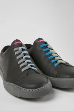 Twins Gray Leather Sneakers For Men