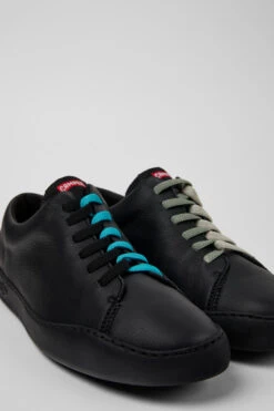 Twins Black Leather Sneakers For Men