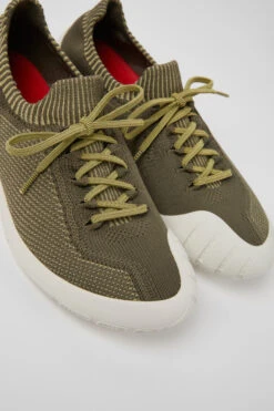 Path Green And Yellow Textile Sneakers For Men