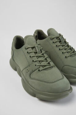 Karst Green Leather And Recycled PET Sneakers For Men