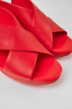 Balloon Red Leather Sandals For Women
