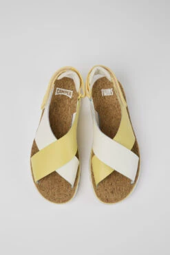 Twins White And Yellow Leather And Textile Sandals For Women -MK store K200157 051 CF