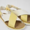 Twins White And Yellow Leather And Textile Sandals For Women -MK store K200157 051 DF