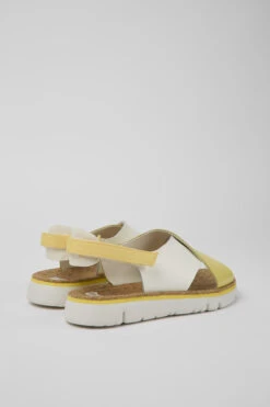 Twins White And Yellow Leather And Textile Sandals For Women -MK store K200157 051 TF