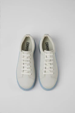 Runner Up White And Blue Non-dyed Leather Sneakers For Women -MK store K200508 079 CF