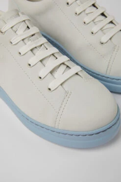 Runner Up White And Blue Non-dyed Leather Sneakers For Women