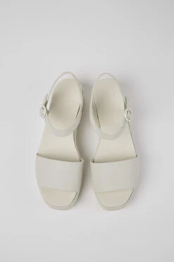 Misia White Leather Sandals For Women -MK store K200564 038 CF