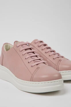 Runner Up Pink Leather Sneakers For Women