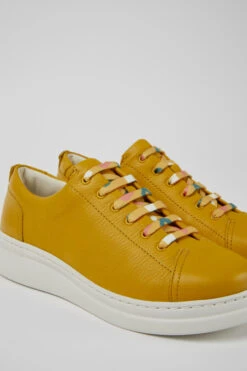 Runner Up Yellow Leather Sneakers For Women
