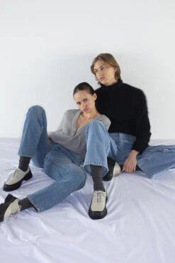 Pix Black And Gray Leather Shoes For Women