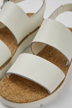 Oruga White Leather Sandals For Women