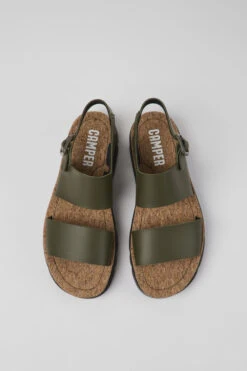Oruga Green Leather Sandals For Women -MK store K201038 016 CF