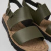 Oruga Green Leather Sandals For Women