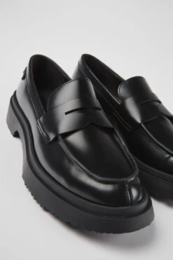 Walden Black Leather Loafers For Women