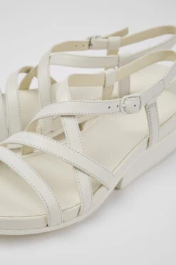 Minikaah White Leather Sandals For Women