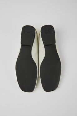 Casi Myra White And Yellow Leather Ballerina Flats For Women -MK store K201253 014 SF