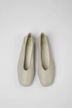 Casi Myra Gray Leather Ballerinas For Women -MK store K201253 021 CF