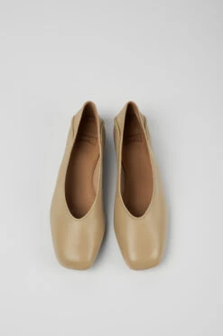 Casi Myra Beige Leather Ballerinas For Women -MK store K201253 023 CF
