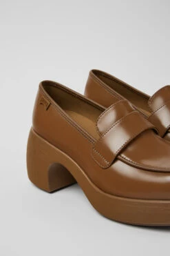 Thelma Brown Leather Shoes For Women