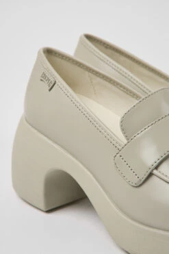 Thelma Gray Leather Shoes For Women