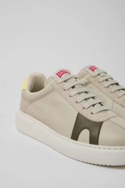 Twins Gray Leather And Nubuck Sneakers For Women