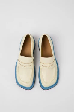 Taylor White And Blue Leather Loafers For Women -MK store K201320 009 CF
