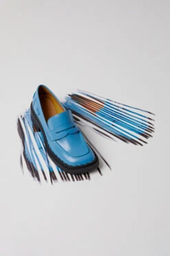 Taylor Blue Leather Loafers For Women