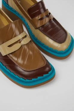 Twins Multicolored Leather Loafers For Women