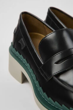 Taylor Black Leather Loafers For Women